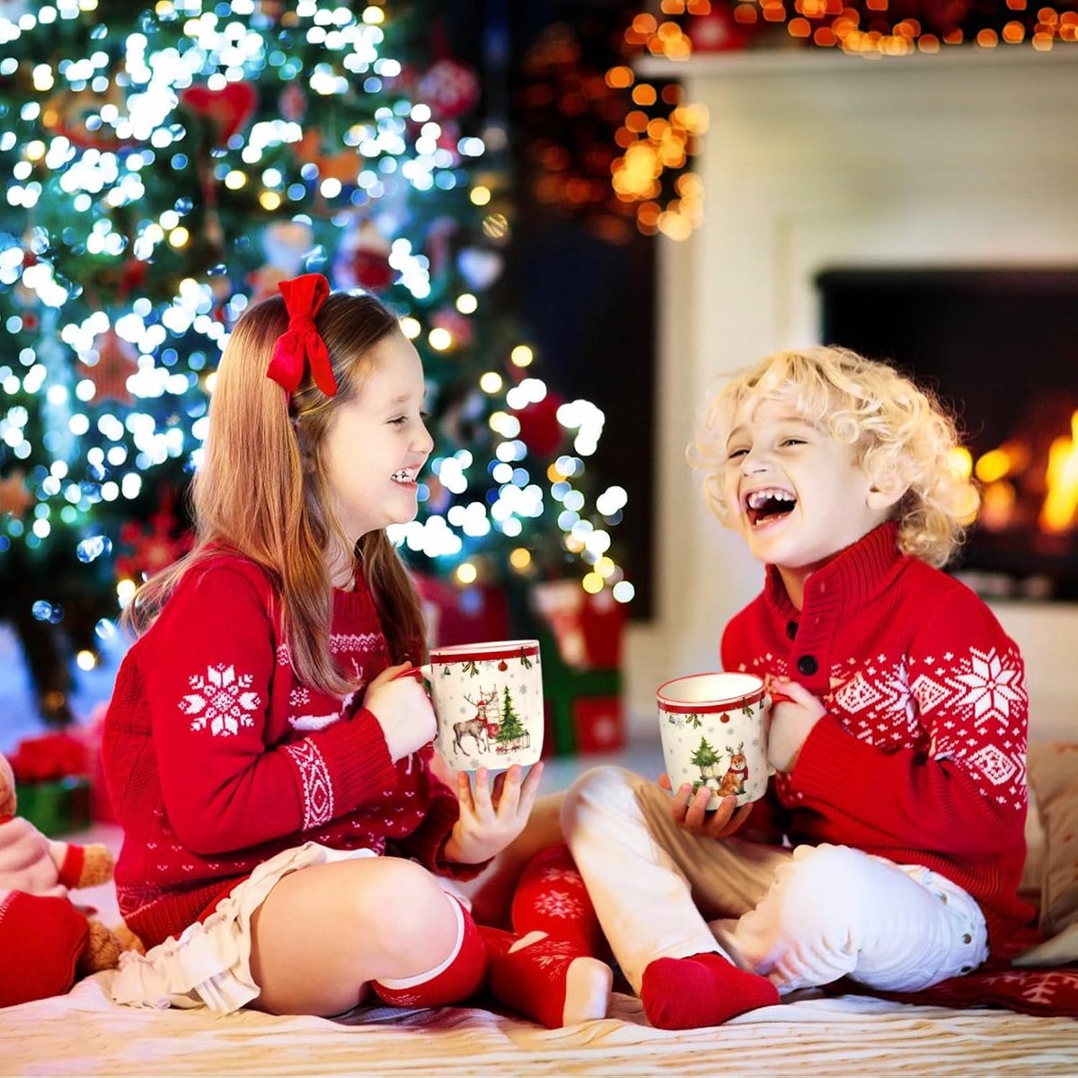 Kerstbeker Set 4-delig | 310ml | Voor Warme Chocolademelk & Glühwein | Feestelijk Design — cadeau in Kookcadeaus - foto 4