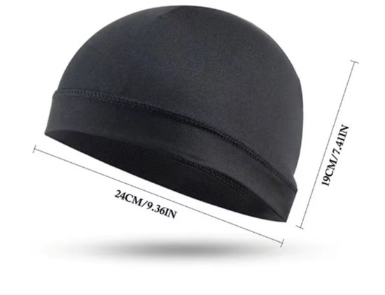 Helmmuts - Mutsje voor onder je helm - Sportmuts - Fietsmuts - 2 stuks - Helm muts voor deelscooter - Mutsje - Zwart - One size - Sneldrogend - Hygiene - CHPN — afbeelding 2