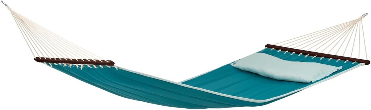 XL hangmat voor 2 personen met afknoopbaar kussen | 200x120cm | Belastbaar tot 180 kg | Petrol
