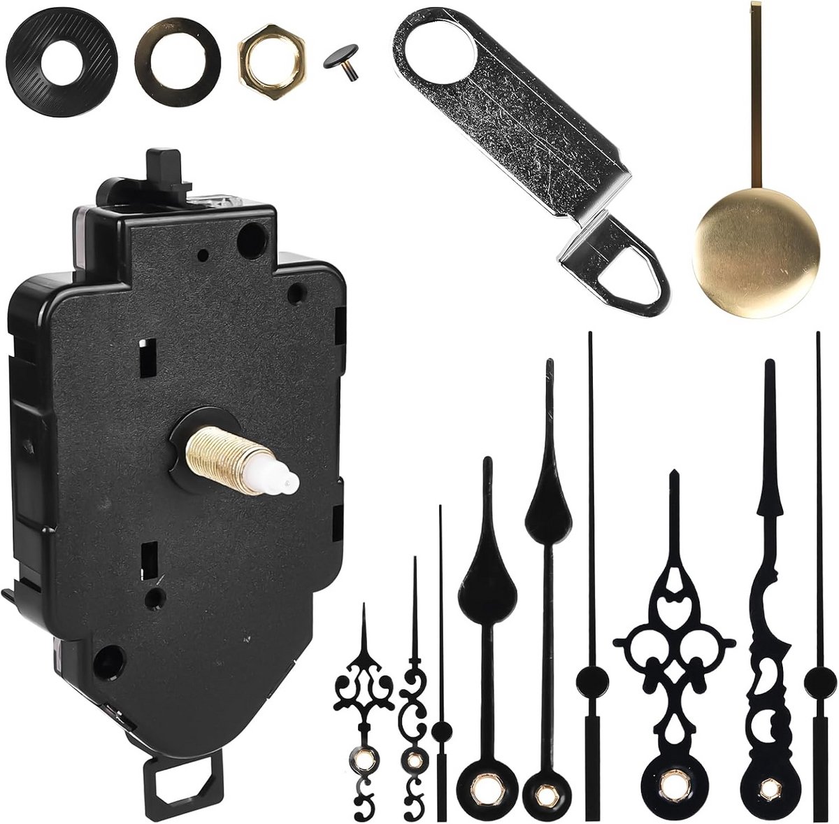 Stille Quartz Uurwerk met Pendule en Wijzersets - Compleet Kwartsuurwerk Vervanging voor Klokken