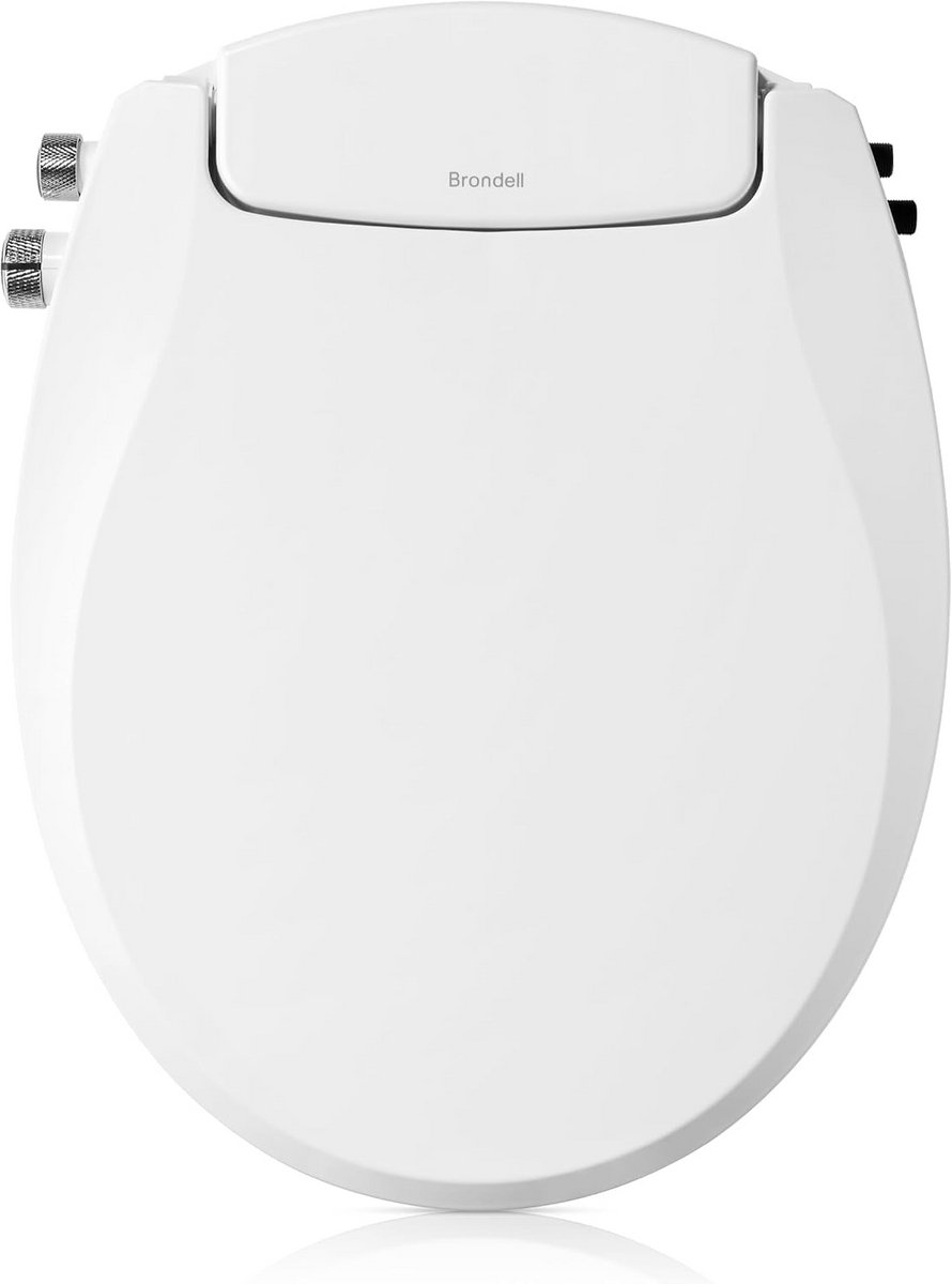 Niet-elektrische bidet toiletbril voor ronde toiletten, wit, dubbel mondstuk