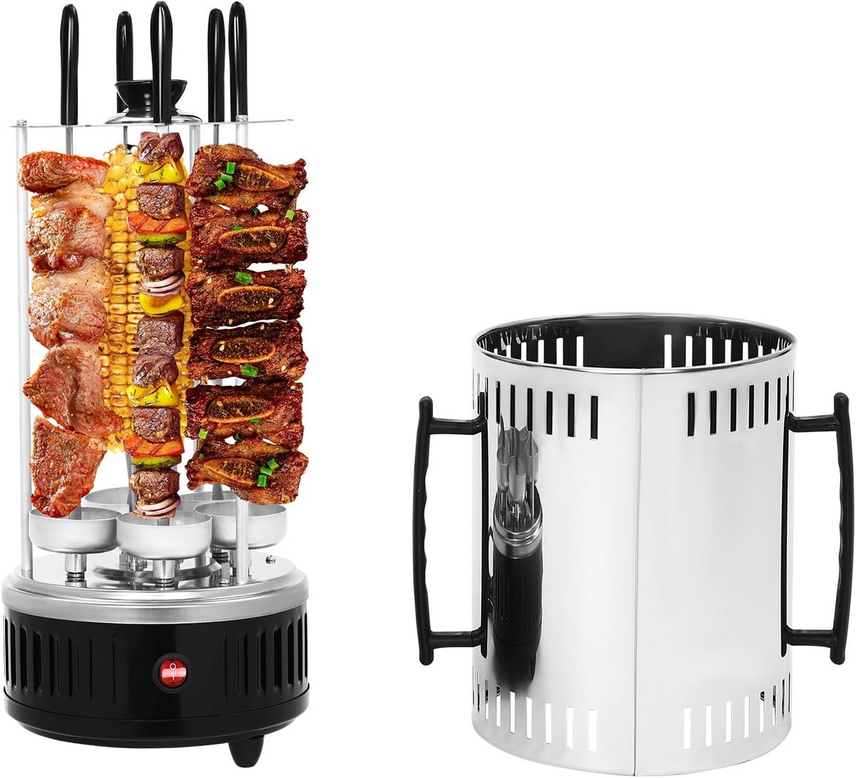 Elektrische Vertikale Grill voor Kebab, Gyros en Shoarma met 5 Spiesjes