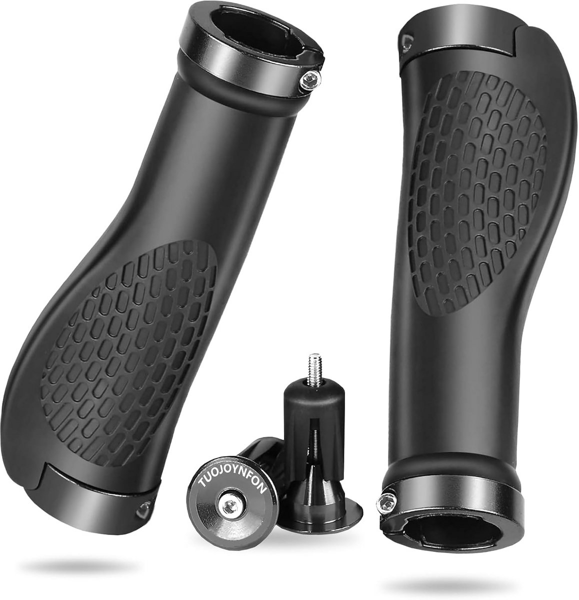 Ergonomische Fietsstuurgrepen Zwart - Antislip Rubber en Aluminium Sluiting voor Mountainbike, Cruiser & Scooter