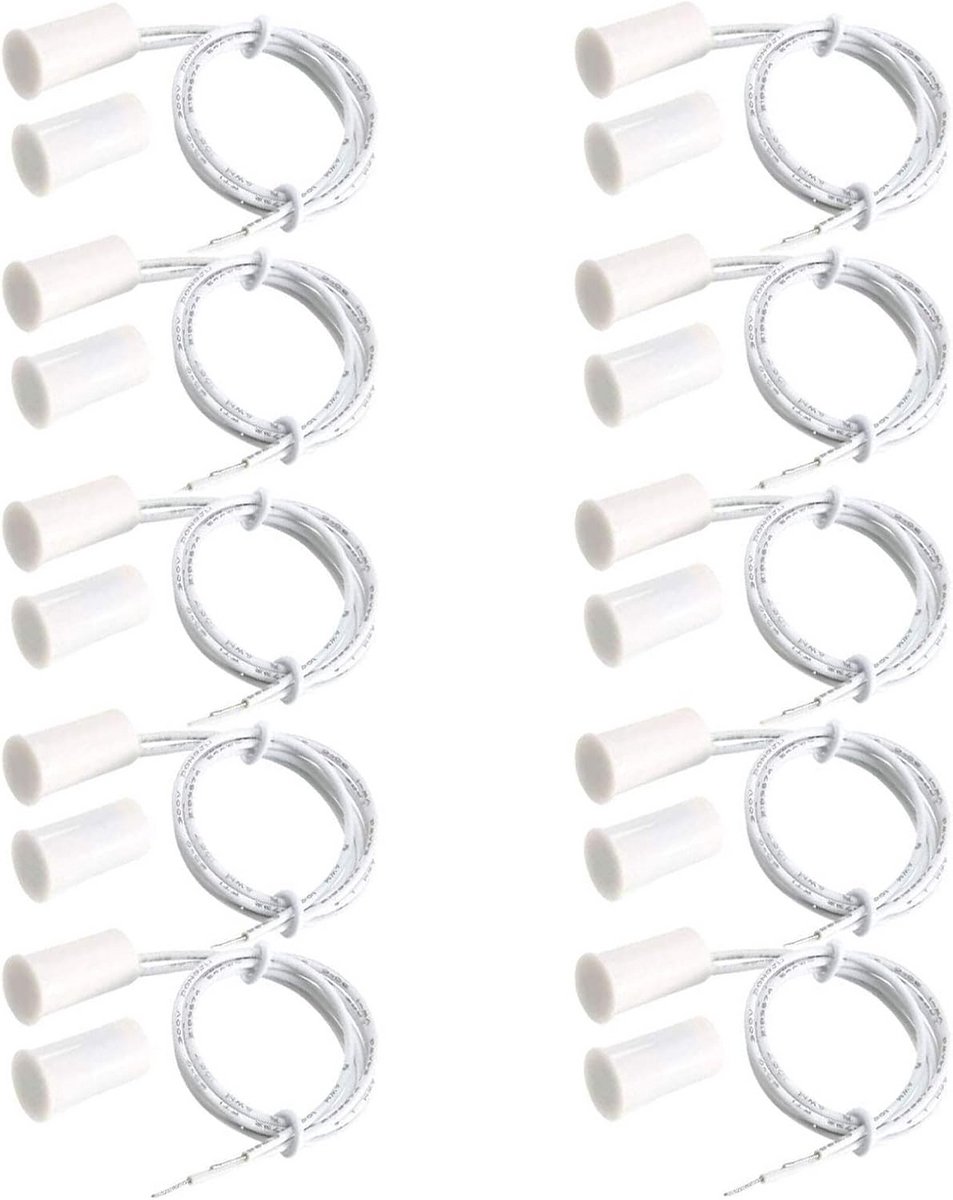 10 stuks Magnetische Deurcontact Schakelaars Inbouw NC - Bedrade Raamsensor voor Alarminstallatie