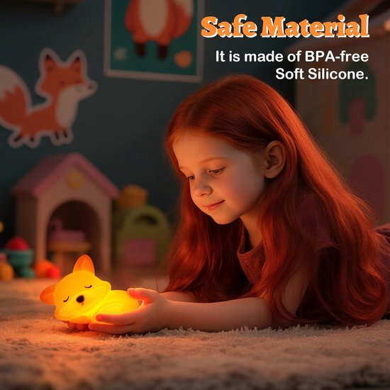 Schattige Vos Nachtlampje voor Kinderen - Dimbare Silicone Bedlampje van Merkloos — afbeelding 3