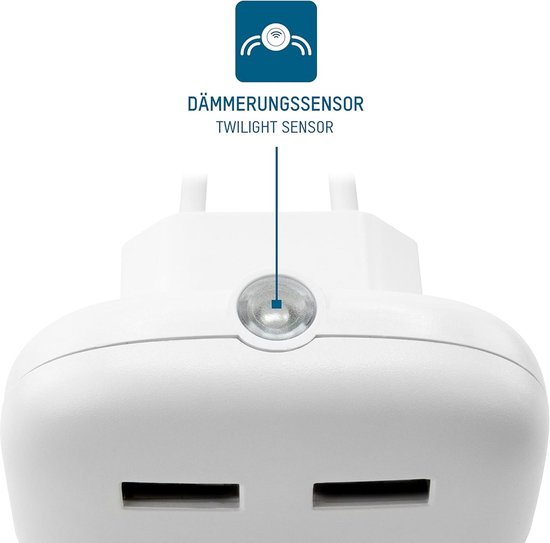 LED Nachtlampje met USB Oplader en Schemeringssensor van Merkloos — afbeelding 2