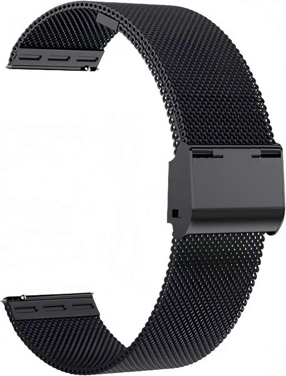 Metalen Horlogeband RVS voor Smartwatches 16/18/20/22 mm - Universele Reservearmband met Drukknop Sluiting