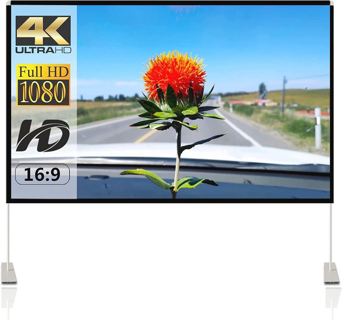 Draagbaar 120 Inch Projectiescherm met Standaard voor Binnen en Buiten