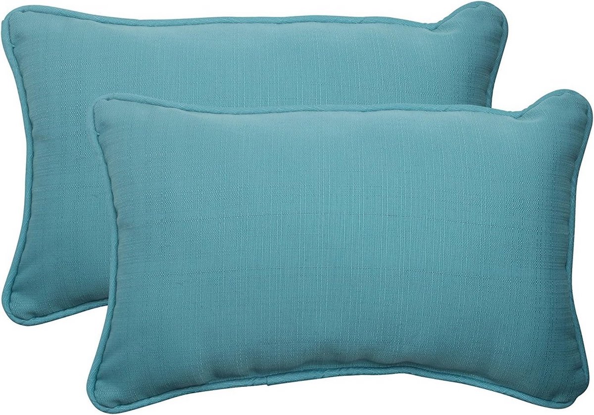 Set van 2 Rechthoekige Sierkussens Turquoise Buiten - Tuinkussens