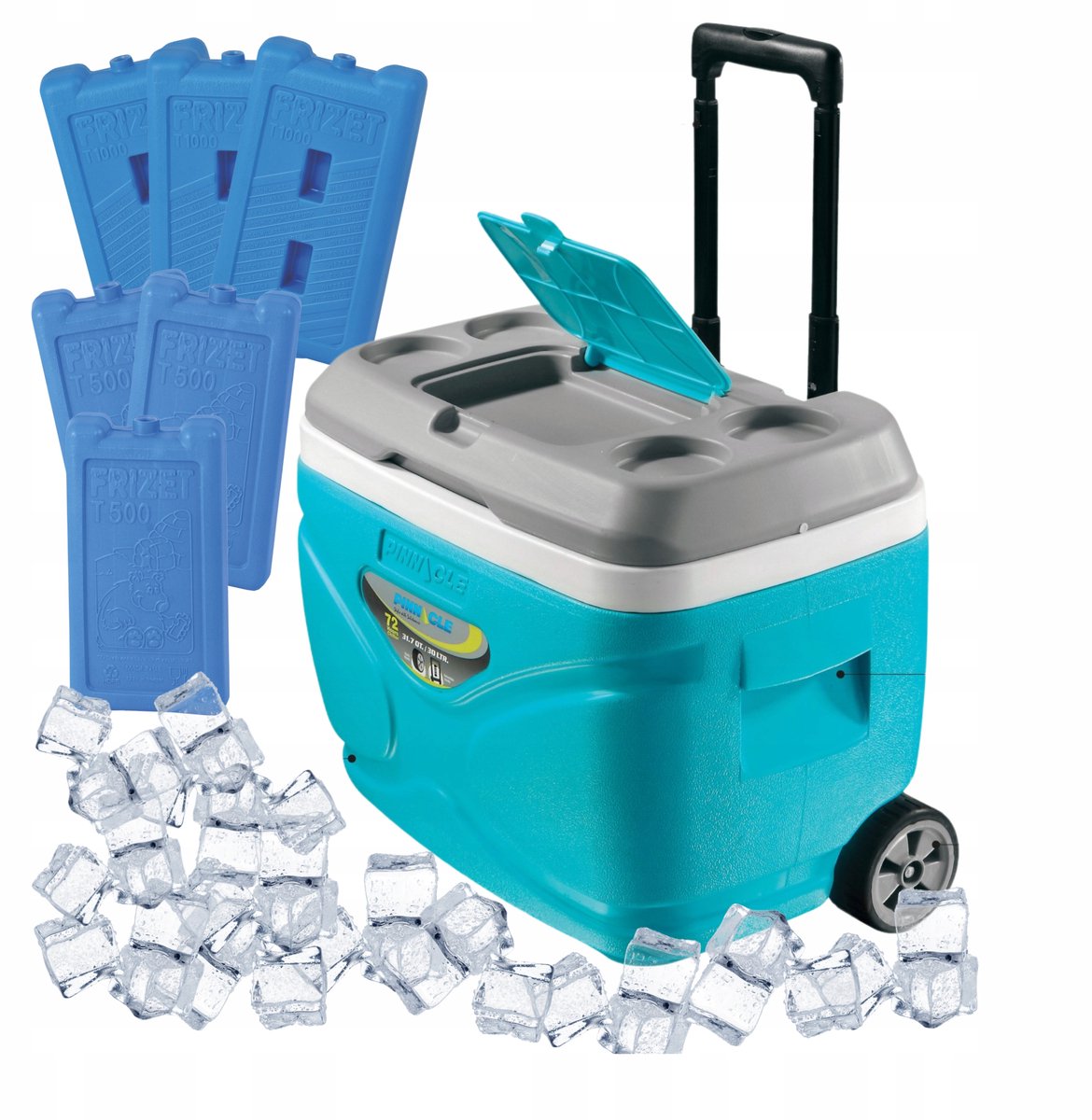 Pinnacle Koeltas 30L met Wielen & 6 IJselementen - Turquoise