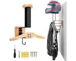 Motorcycle Helmet Holder - Wall Mounted Helmet Display Holder - Tactical Vest Helmet Plate Carrier - Versatile Wall Organizer - Solid Wood & Heavy Duty Steel