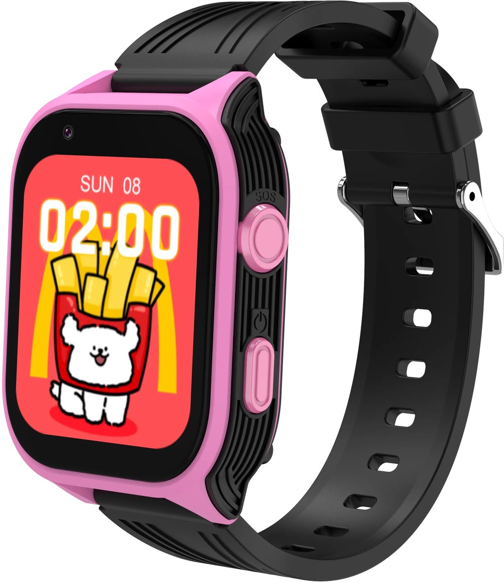 DrPhone KidsTimeX14 – 4G Kinder Smartwatch met GPS - WhatsApp – Videobellen – Bluetooth – Hotspot – SOS – Nederlandse Mobiele App - Camera & 1.83” HD Touchscreen – Simkaart Slot - IP67 Waterdicht - Roze/Zwart