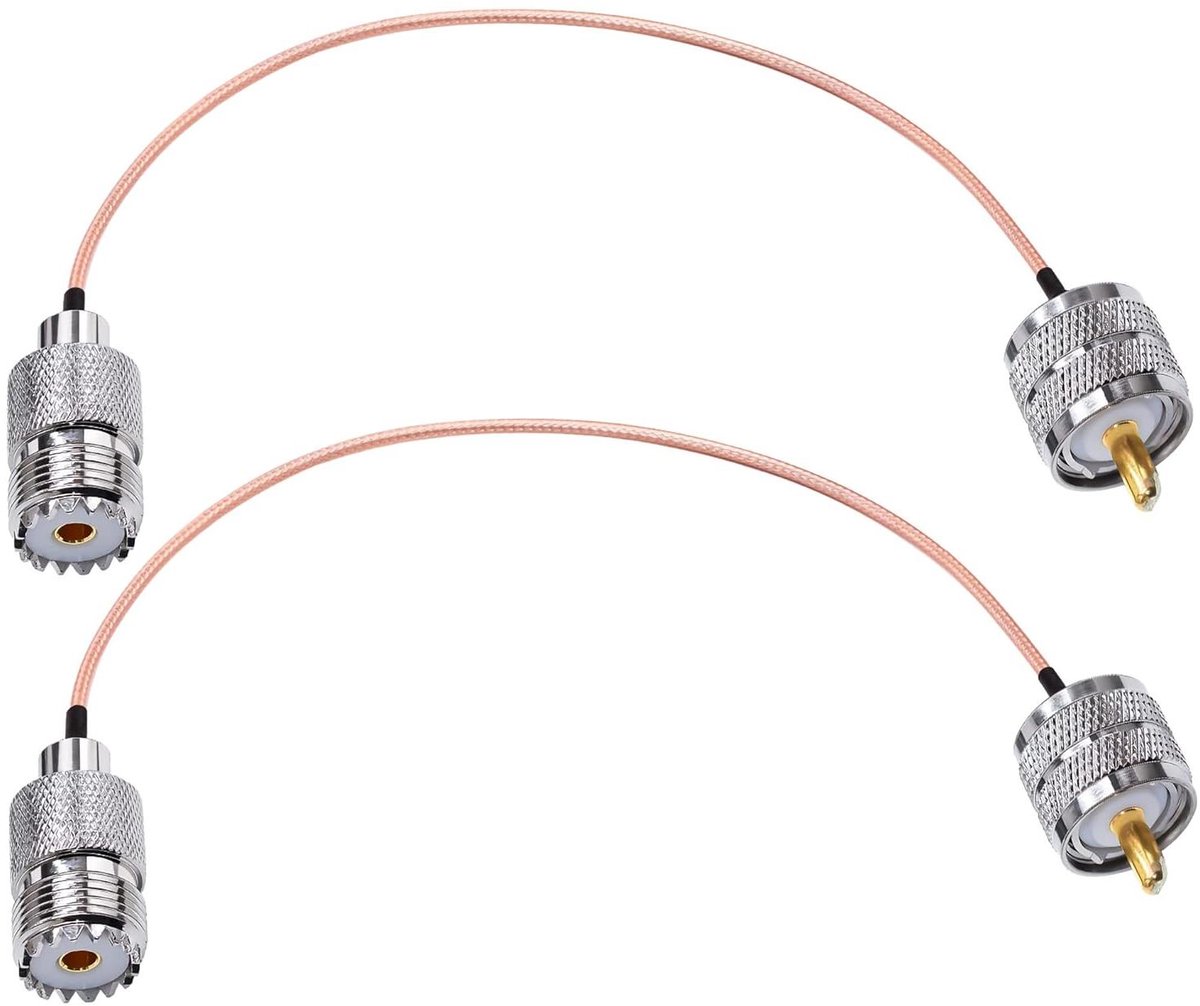 CSGoods - UHF-kabel RG316 coax RF-stekker naar bus 50 ohm CB radio 2 stuks