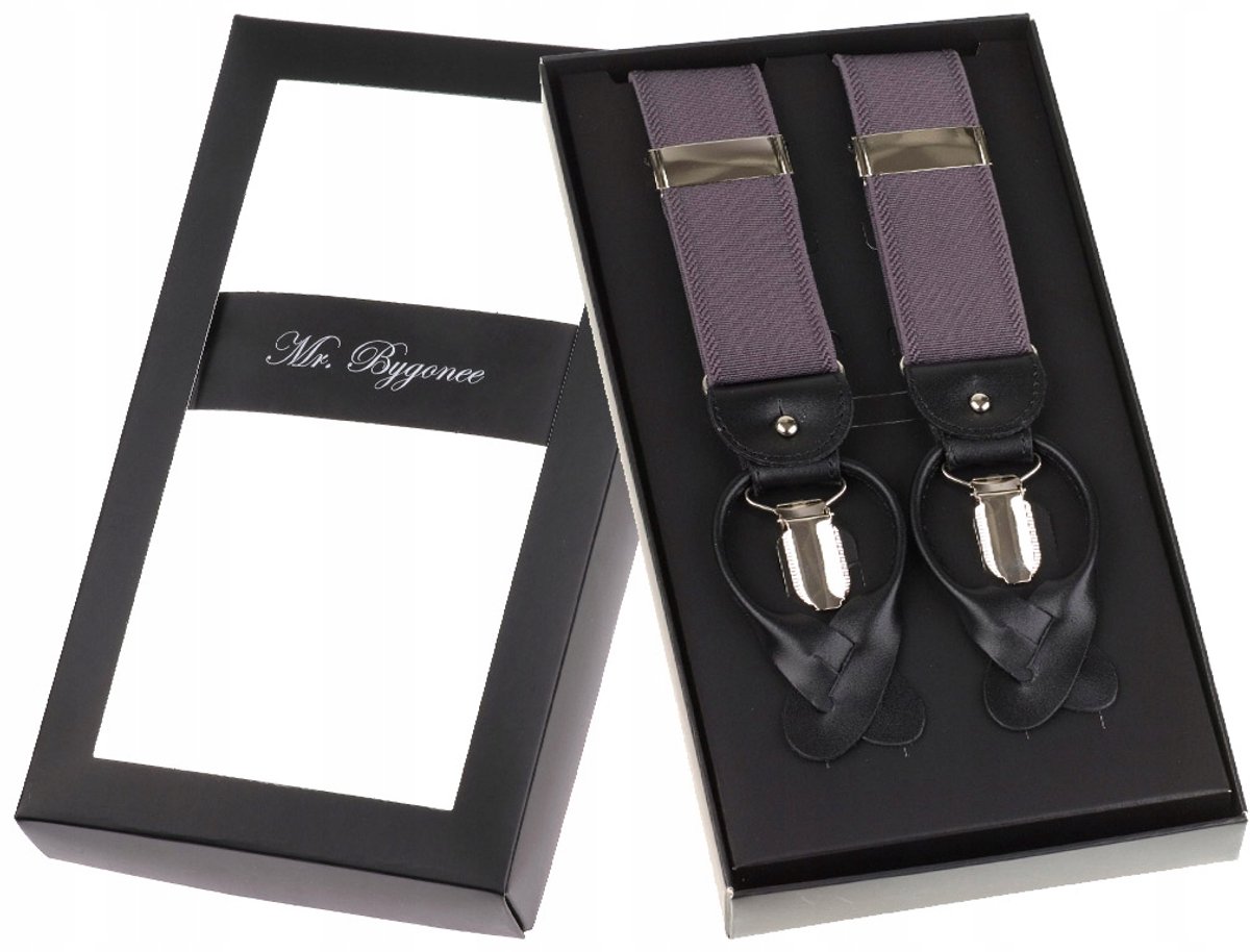 Heren Bretels Grijs - Knopen of Clips - 120cm - Prestige