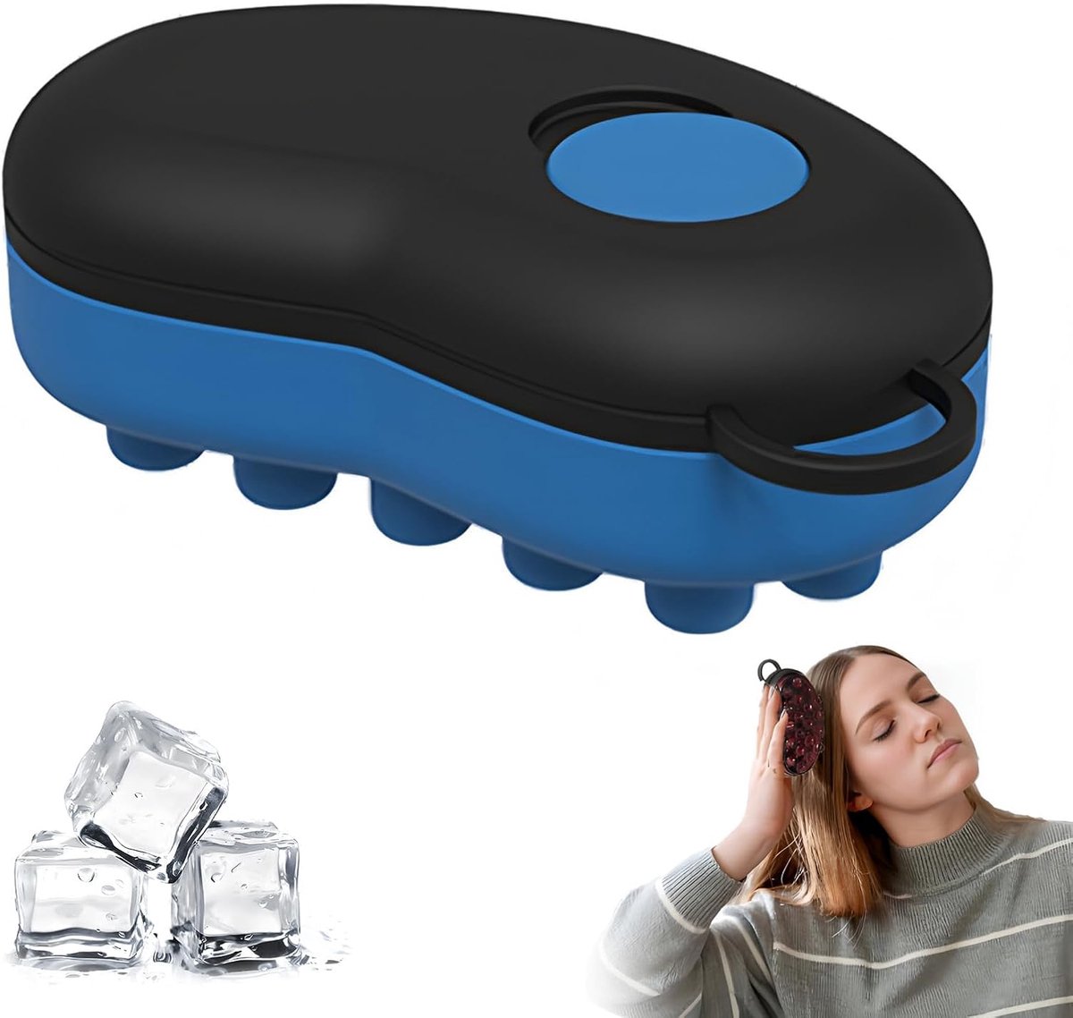 Scalp Massage Brush - Black Blue - Hoofdmassager - Silicone Shampoo Brush - Ice Compression