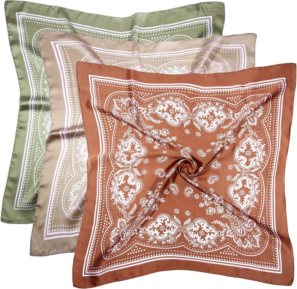 Set van 3 Satijnen Sjaals 60 cm voor Haar en Hoofd
