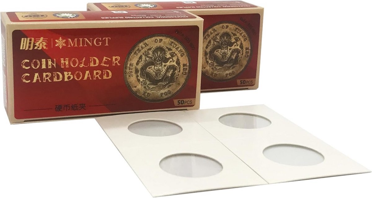 100x Muntkartons 35mm - Beschermhoezen voor Muntenverzameling Opslag en Display