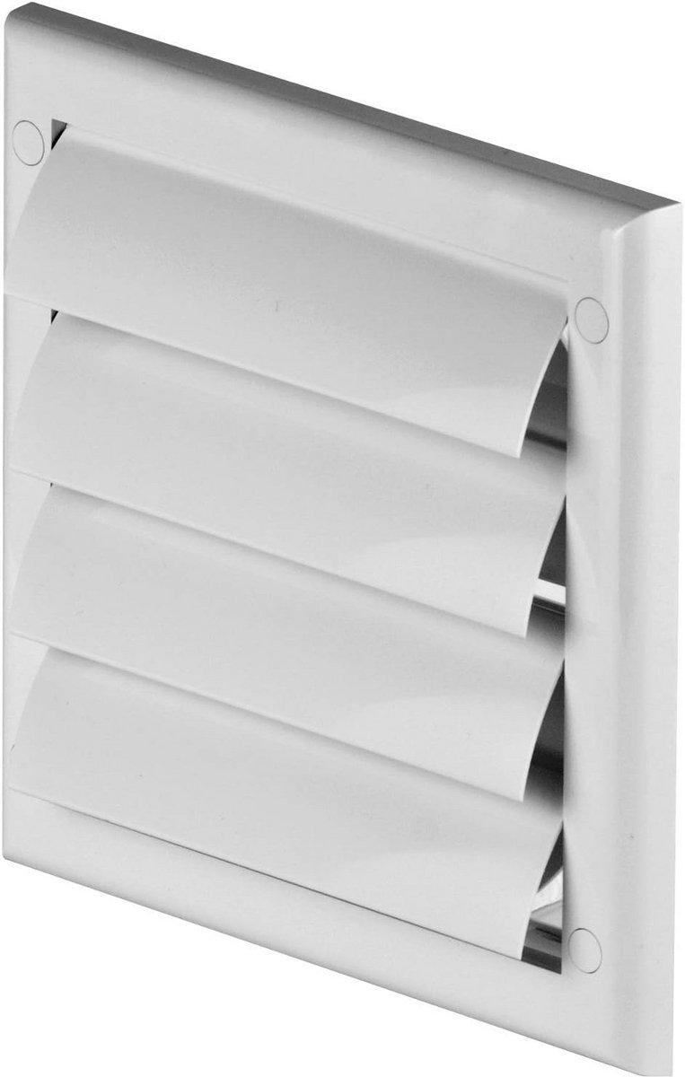 Ventilatierooster Rond met Lamellen - Afvoerrooster met Insectenbescherming - Wit