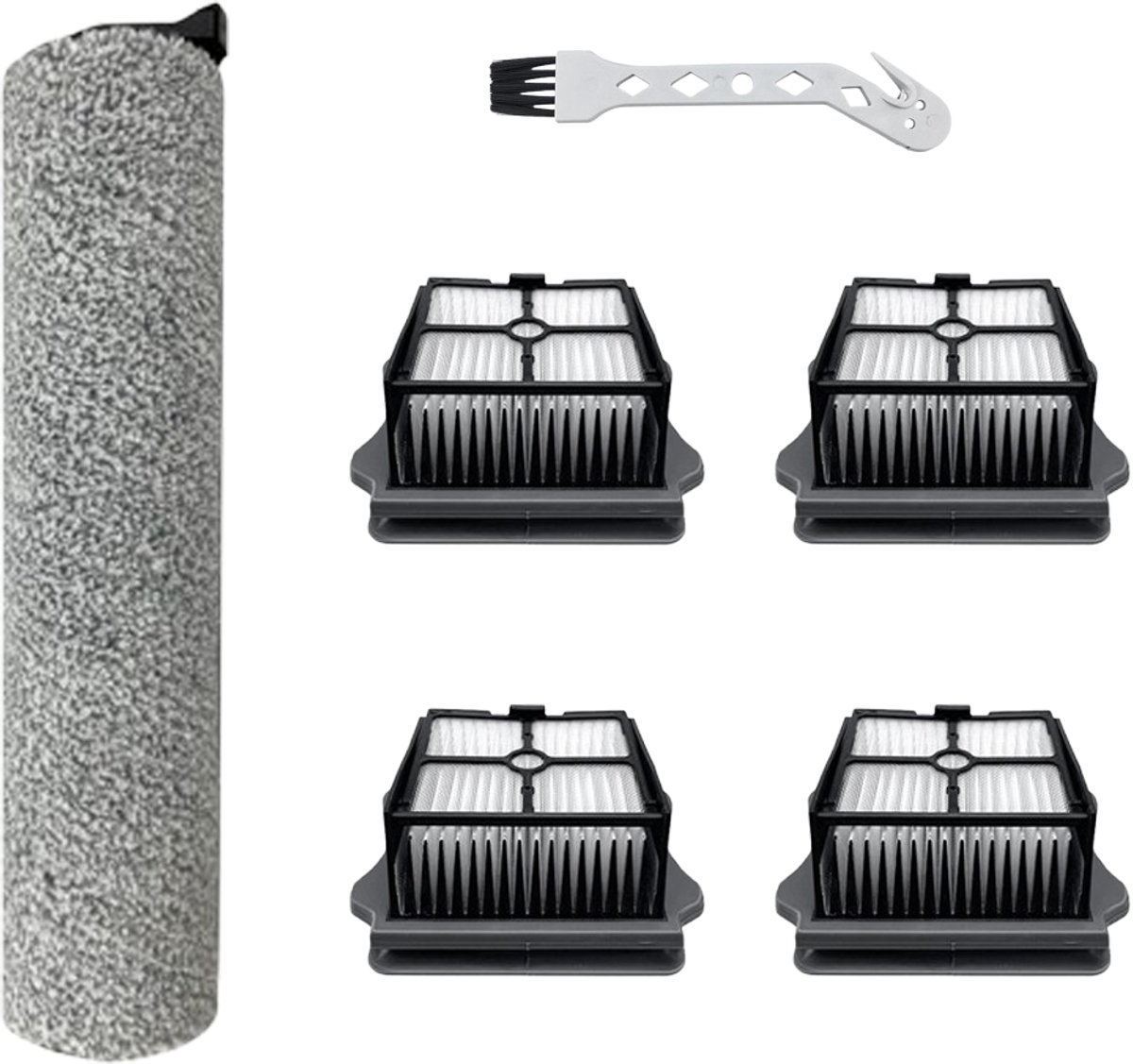 Vervangende accessoires - 6 stuks - geschikt voor Tineco iFloor 3 - Floor One S3 - iFloor 3 Breeze Complete - Floor One S3 - met 1 borstelrol en 4 HEPA filter