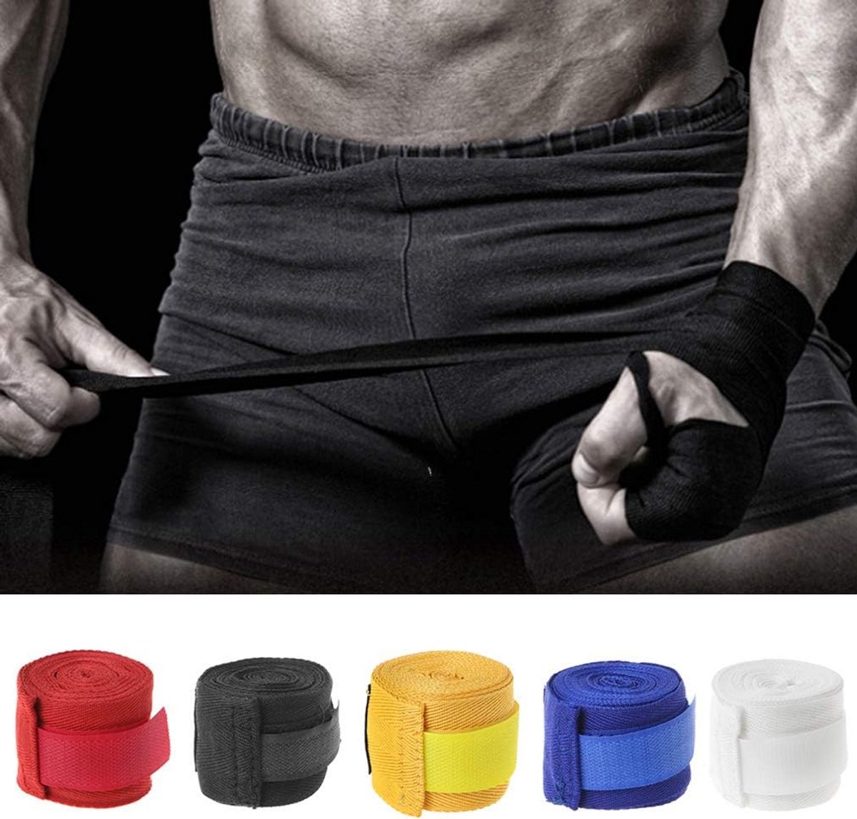 2,5m Katoenen Bokszak Bandages voor Boksen, Kickboksen & Muay Thai - Hand- en Polsbescherming