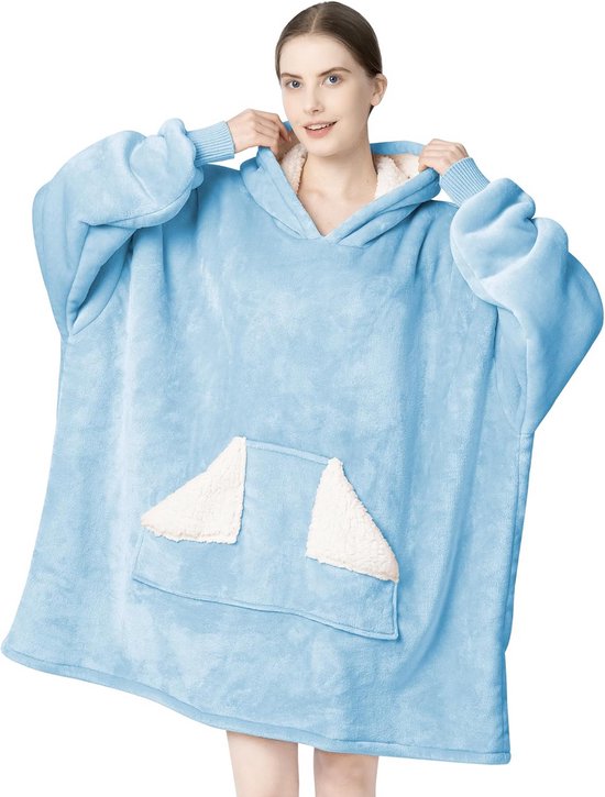 SQEQE Draagbare deken, oversized draagbare Kawaii deken met capuchon