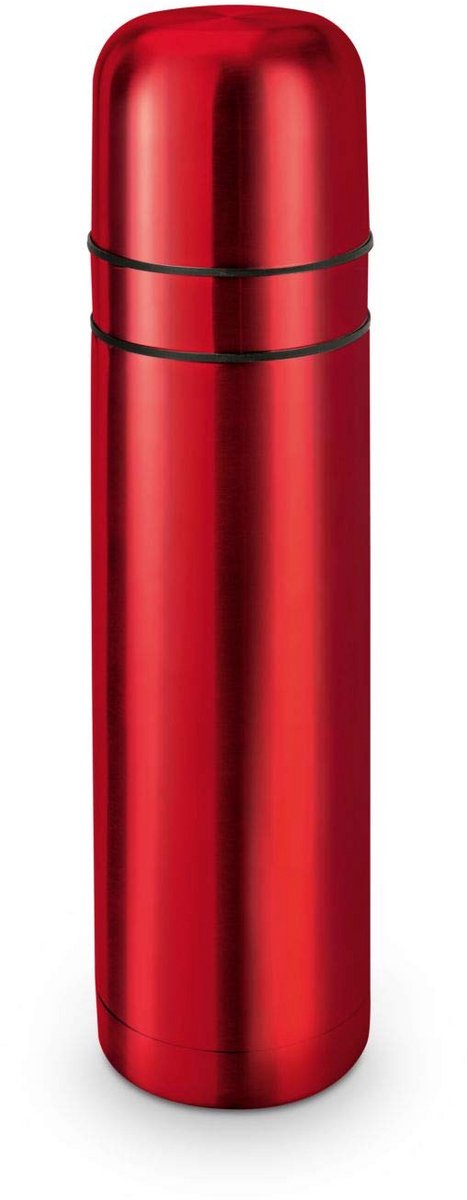 Thermosfles 750 ml met Dubbelwandige Beker - Rood - Ideaal voor Buiten, Wandelen en Kantoor