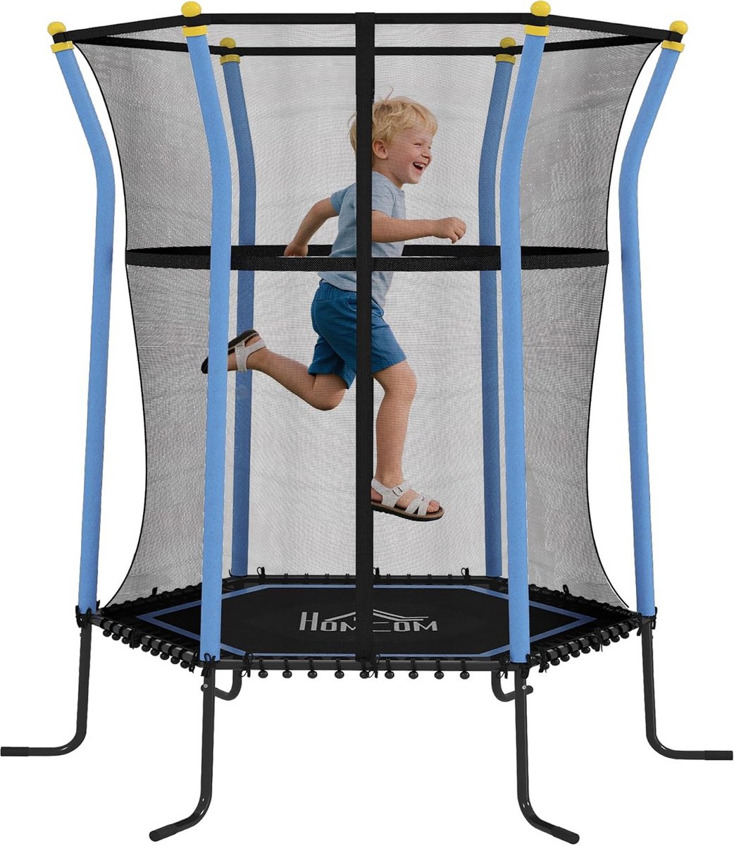 Kindertrampoline Binnen en Buiten met Veiligheidsnet - Geschikt voor Kinderen 3 t/m 10 Jaar
