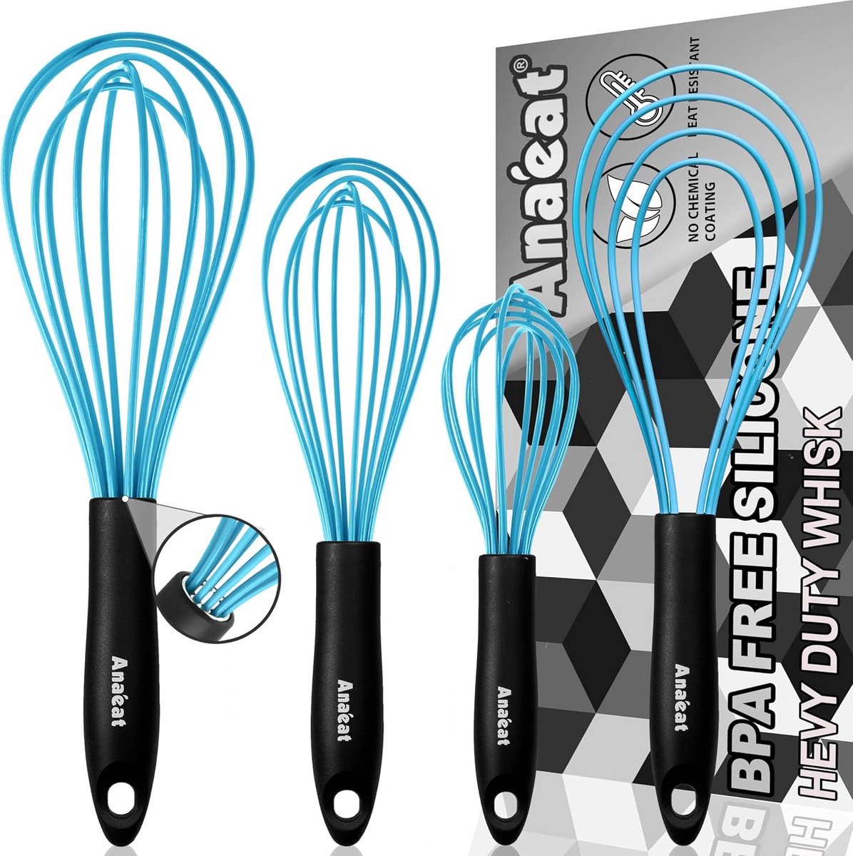 Keuken Garde Set van 4, Silicone, Geschikt voor Antiaanbakpan