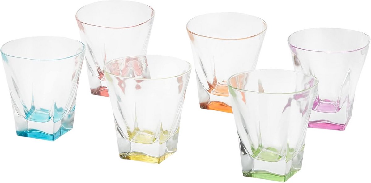 Set van 6 Waterglazen Kleurrijk Glas - Diverse Kleuren