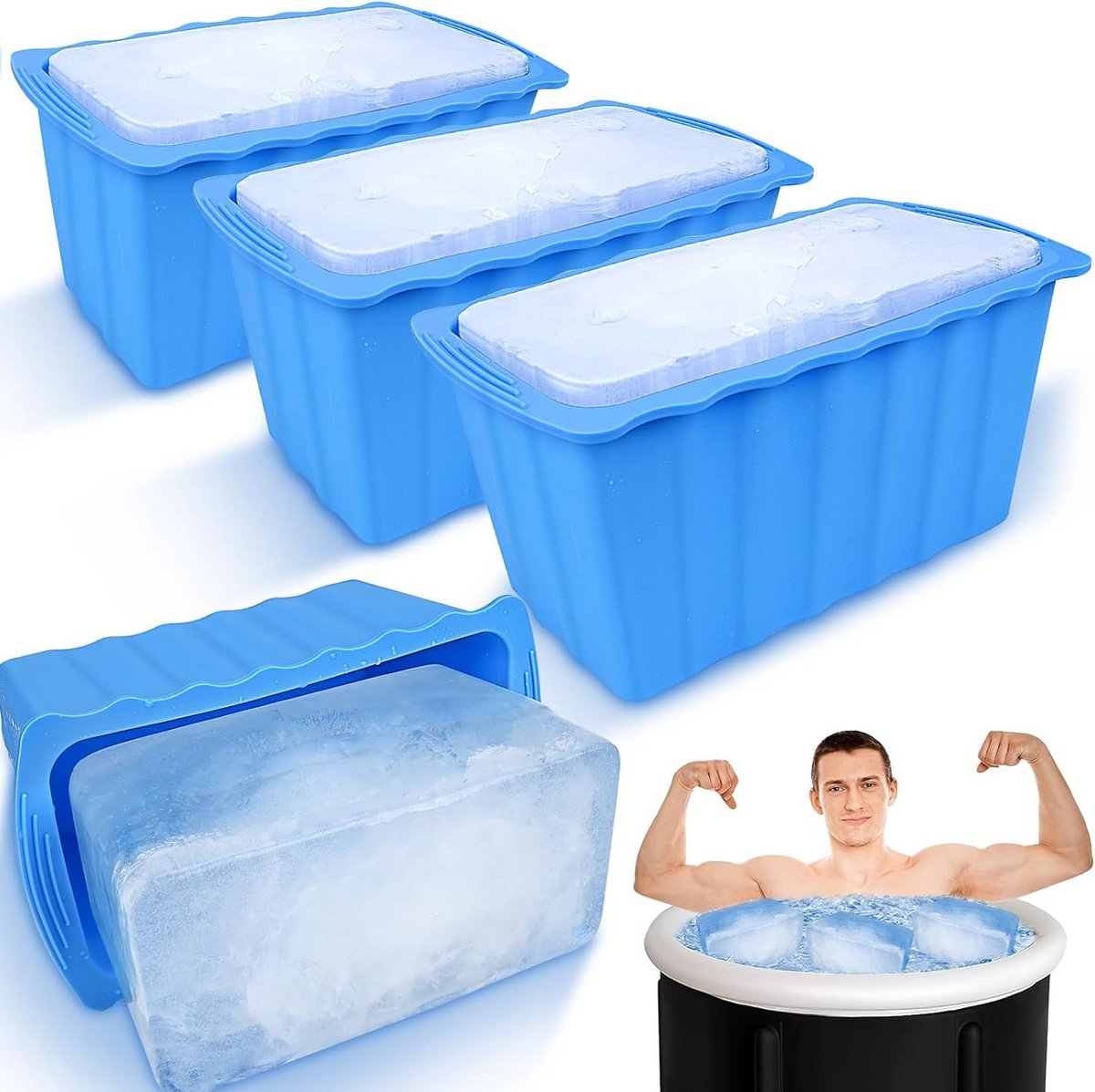 XXL Waterchiller voor Koude Plunge | Grote IJsblokjesvorm Siliconen | Langzaam Smeltende IJs voor Thuis IJsbaden