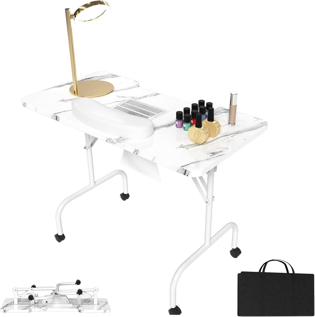 Inklapbare Nagelstafel met Ingebouwde Nagelstofafzuiger voor Manicure