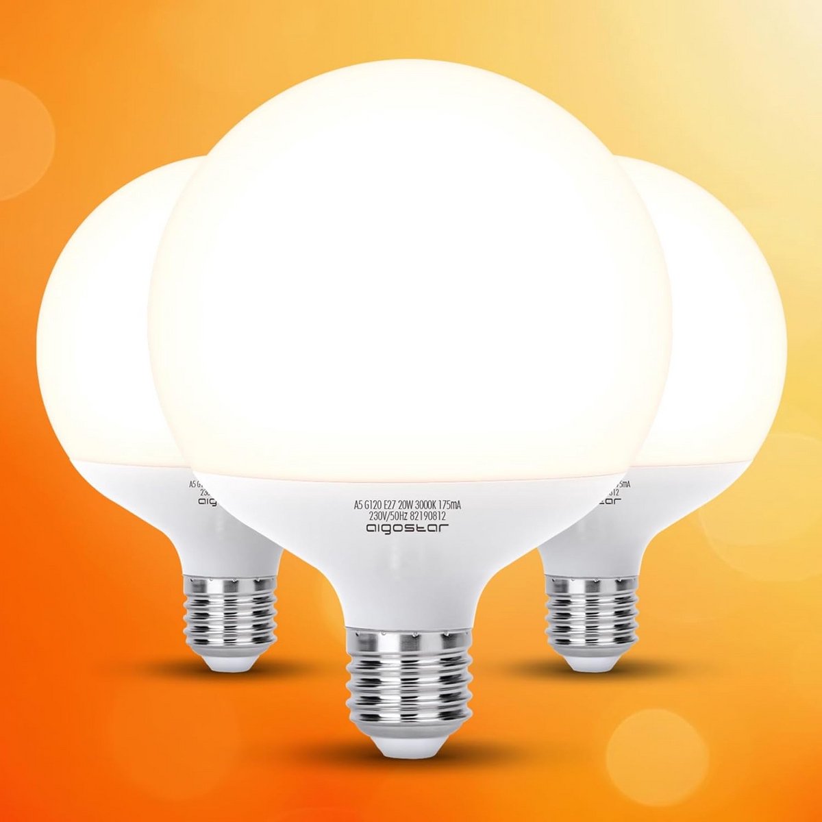LED Lamp G120 E27 Fitting - 20W Vervangt 129W - Extra Warm Wit 3000K - 2060 Lumen - 3 Stuks