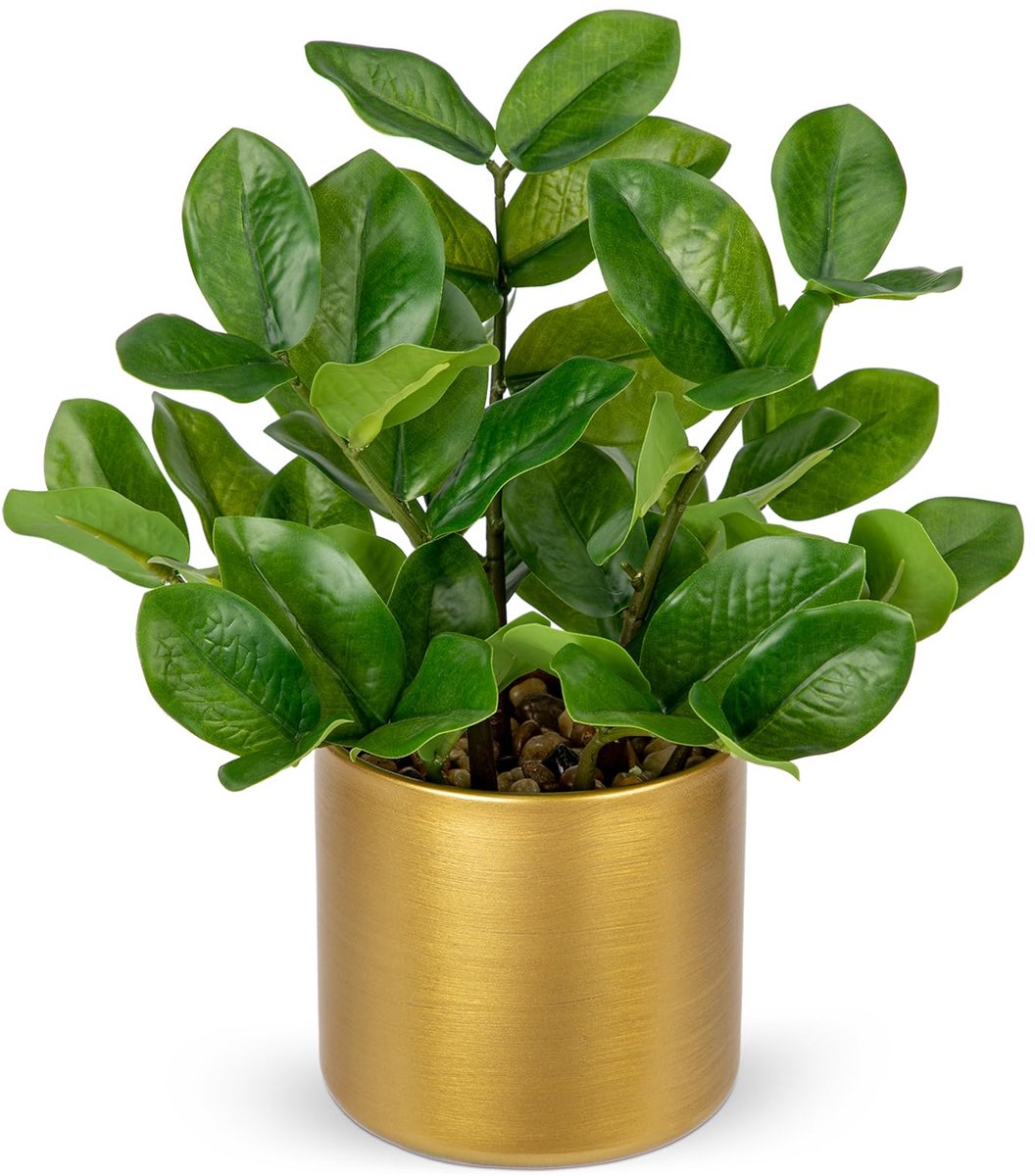 Unyqoos Decoratieve kunstplanten in gouden pot voor huis en kantoor, groente, 30 cm