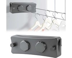 Intrekbaar Wasrek met Stalen Kabel (5,1m) - Verstelbaar & Wandmontage voor Binnen en Buiten