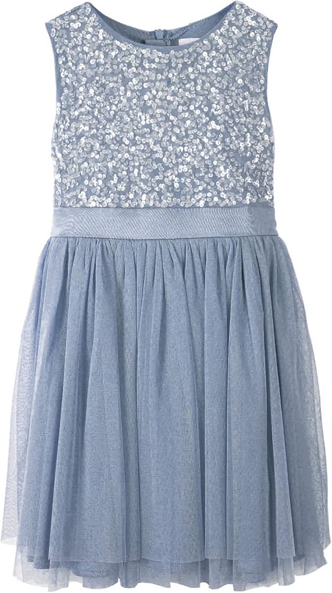 Luxe Midi Jurk voor Meisjes met Pailletten en Tule Rok - Feestelijk en Elegant