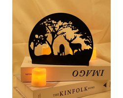 Decoratieve Metalen Kaarsenhouder met Hertenpatroon - Sfeervolle Licht- en Schaduwdecoratie voor Huis of Bruiloft