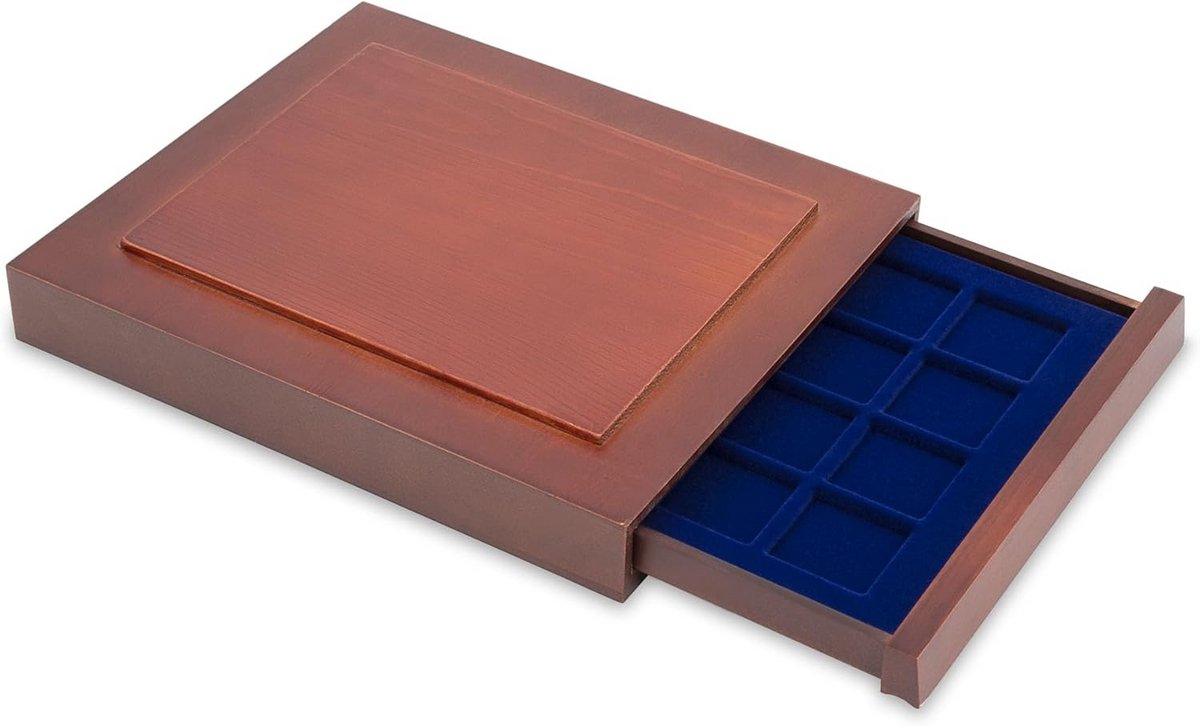 Luxe Houten Muntenlade voor Munten tot 36 mm in Mahonie Afwerking