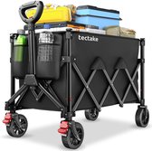 tectake® Bolderkar - Opvouwbaar - 100 kg Draagkracht - Draaibare Massieve wielen met Rem - 51 x 95 x 89 cm - Bolderkarren - XXL Bolderwagen - Met Verstelbare Duwstang - Handkar - Waterafstotende Transportwagen - Met Legplank en Binnenvak