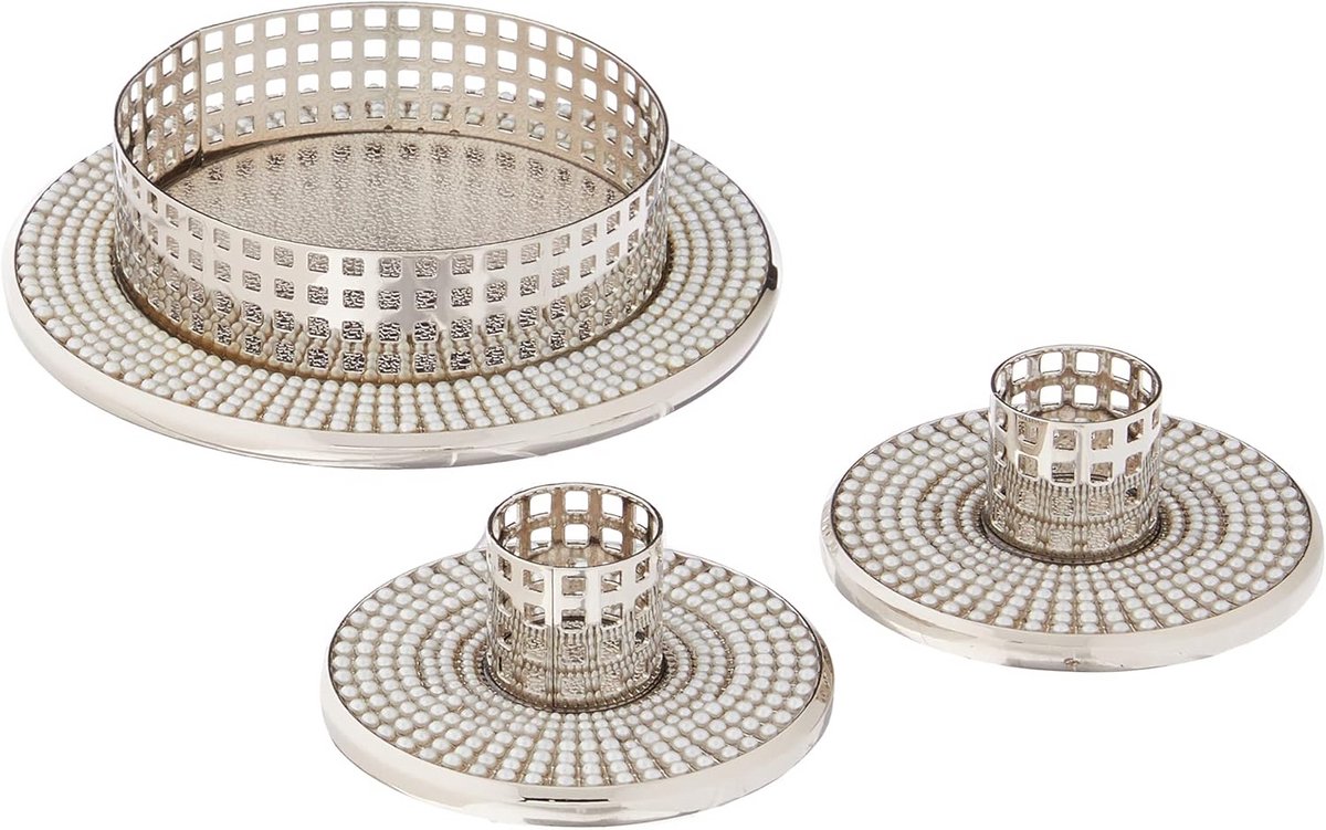 Vintage Kaarsenhouders in Matte Nikkel, Set van 3