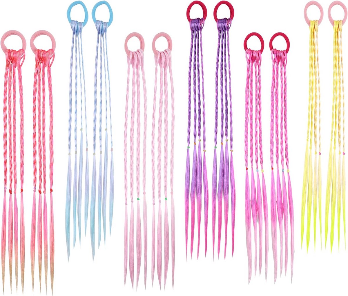 12 Stuks Gevlochten Haarverlengingen Kids Meisjes Feest Accessoires