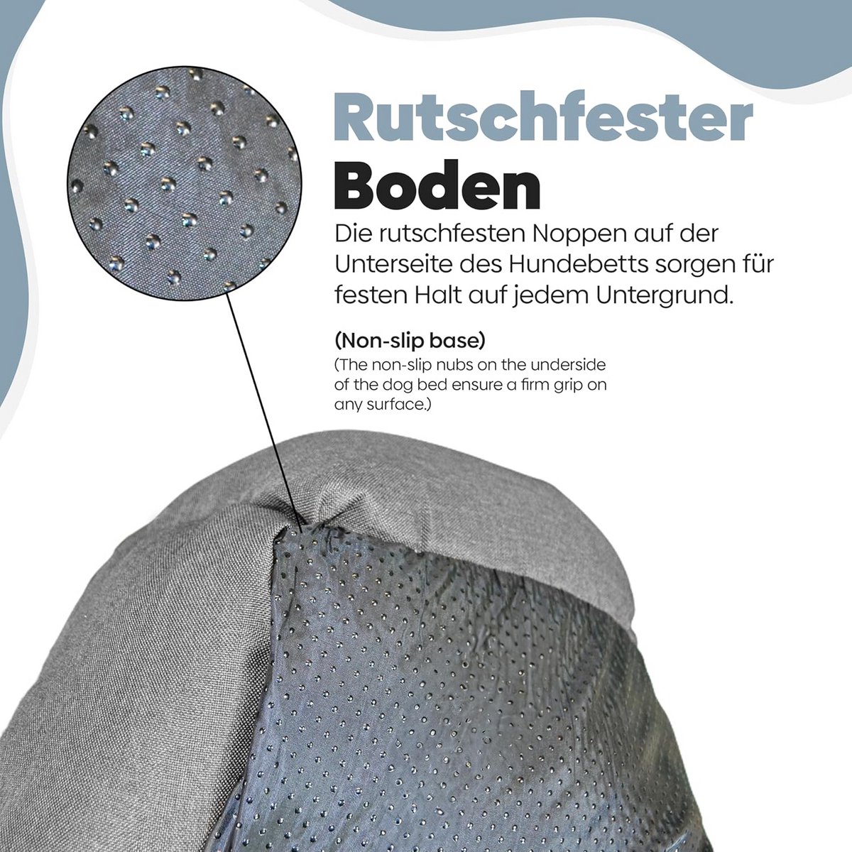Groot Hondenkussen met Verhoogde Randen - Hondenmand Linnenlook Antislip Grijs 90x75 cm thumbnail 2