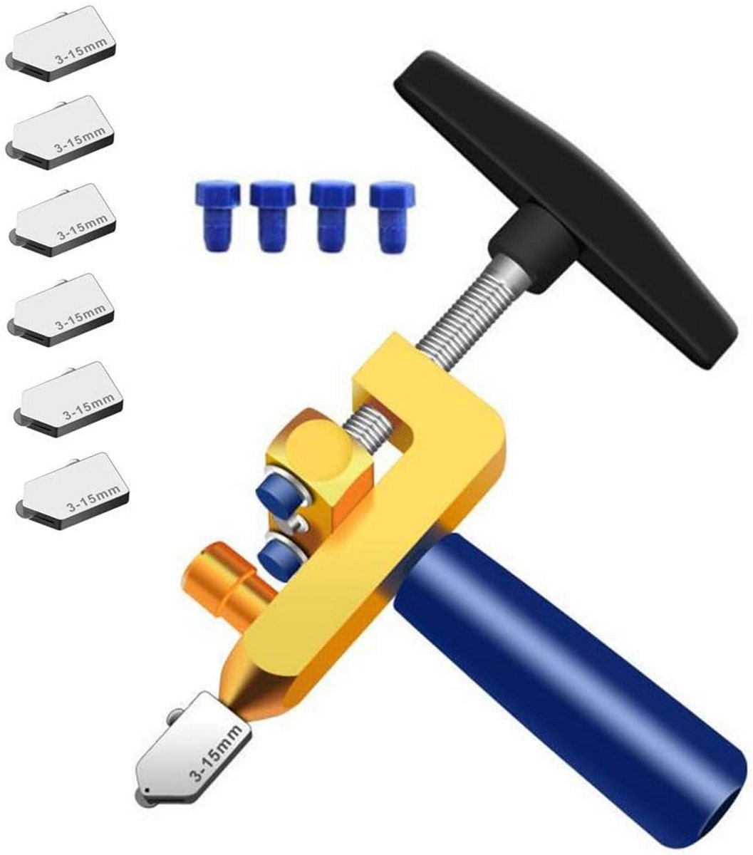 Professionele 2-in-1 Tegel- en Glassnijder met 6 Extra Snijwielen | Voor Glas, Spiegel en Keramiek
