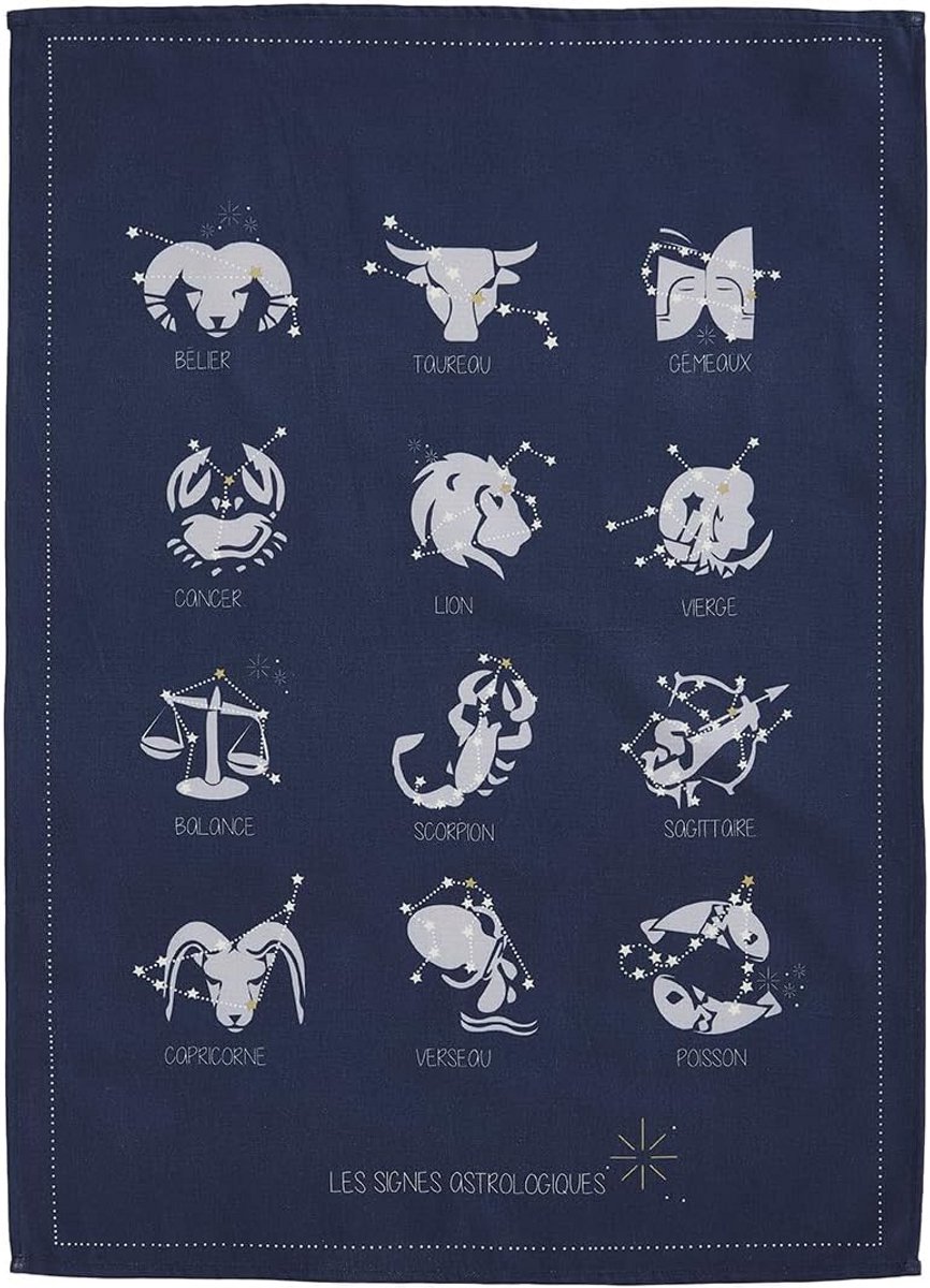Katoenen Theedoek Sterrenbeelden en Astrologie Thema - 50x75 cm