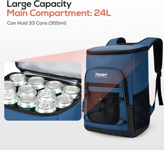 Koeltas rugzak 24L geïsoleerd - waterdicht lunchbox houdt koud tot 8 uur - draagbaar als rugzak of handtas — afbeelding 5