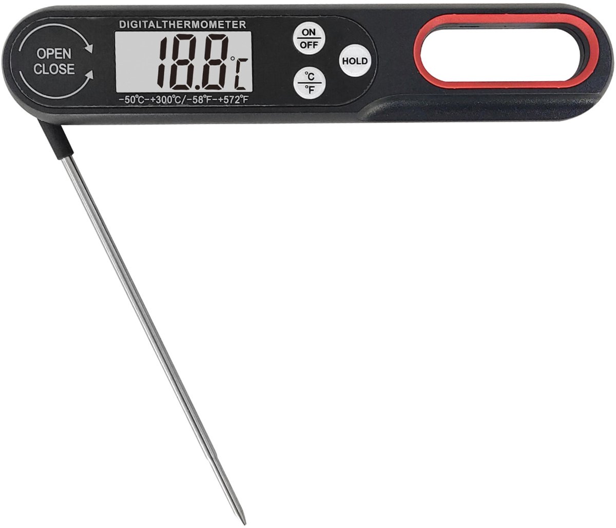 Mmgoqqt - 1 Stuk Voedselthermometer - Digitale Keukenthermometer - Zwart - Standard - Voor Koken, Bakken, Grillen, Bbq En Airfryer - Nauwkeurige Temperatuurmeting