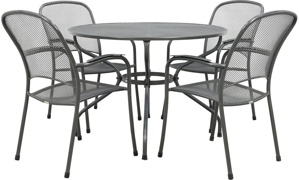 Royal Garden Carlo ronde stapelbare tuinset strekmetaal Ø105 cm.