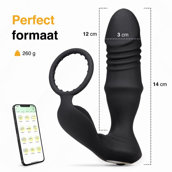 Prostaat vibrator met cockring - Vibrerende buttplug - Voor mannen -  Stotende dildo -... | bol