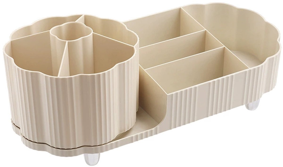 CHIWIN Opbergdoos - 360° Draaiende Make-up Organizer - Cosmetic Opbergdoos Met Vakken - Opbergbox voor Make-up, Schmink, Accessoires - Opbergsysteem voor Bureau, Badkamer, Slaapkamer - Geen Montage Nodig