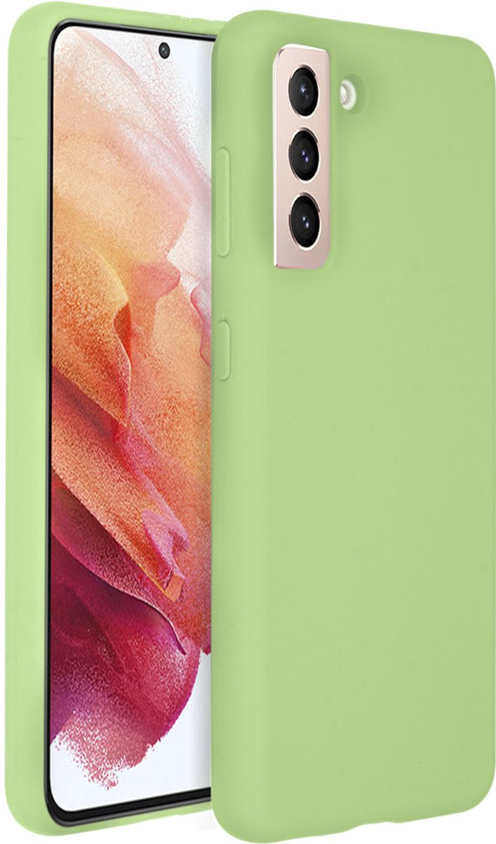 Accezz Hoesje - Geschikt voor Samsung Galaxy S21 Plus - Liquid Silicone Backcover - Groen