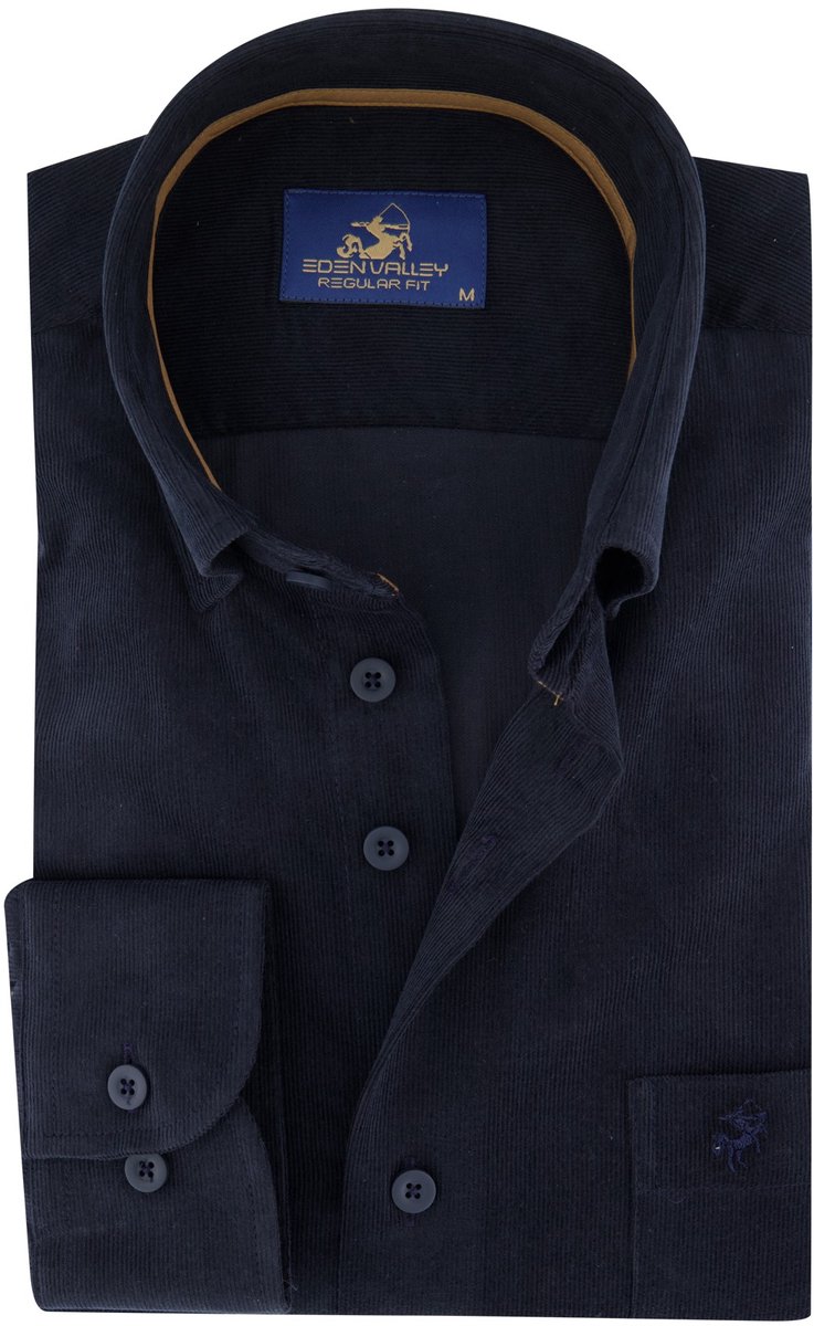 Overhemd Eden Valley donkerblauw corduroy